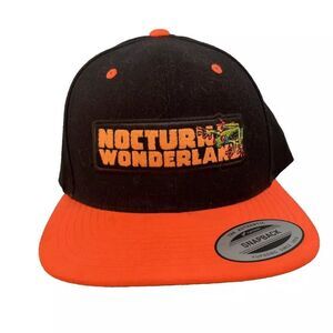NOCTURNAL WONDERLAND Rave GECKO Insomniac Hat Black Orange Adjust Wool Snapback